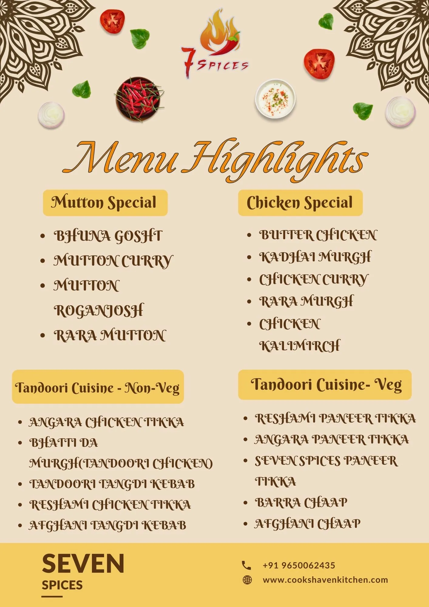 Yellow Indian Restaurant Menu Template